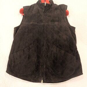 Isaia Lambskin Suede Vest in Brown, Size 42 (EU 52)